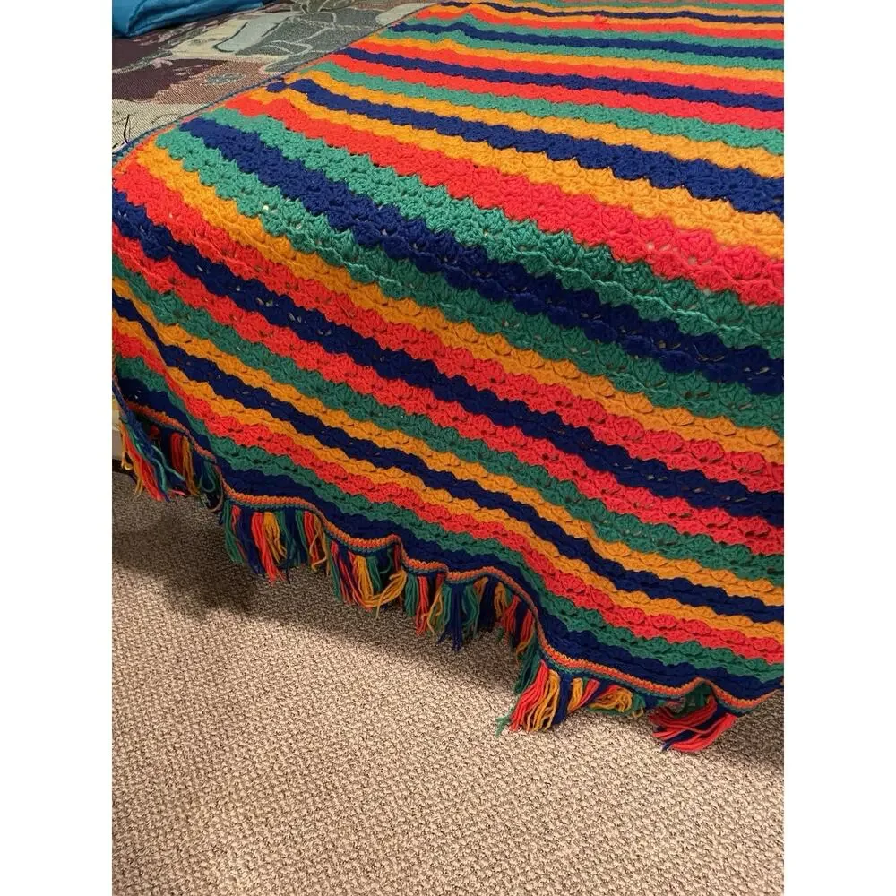 Vintage Handmade Afghan Crochet Throw Blanket